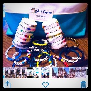 Custom bracelets w/ positive words.